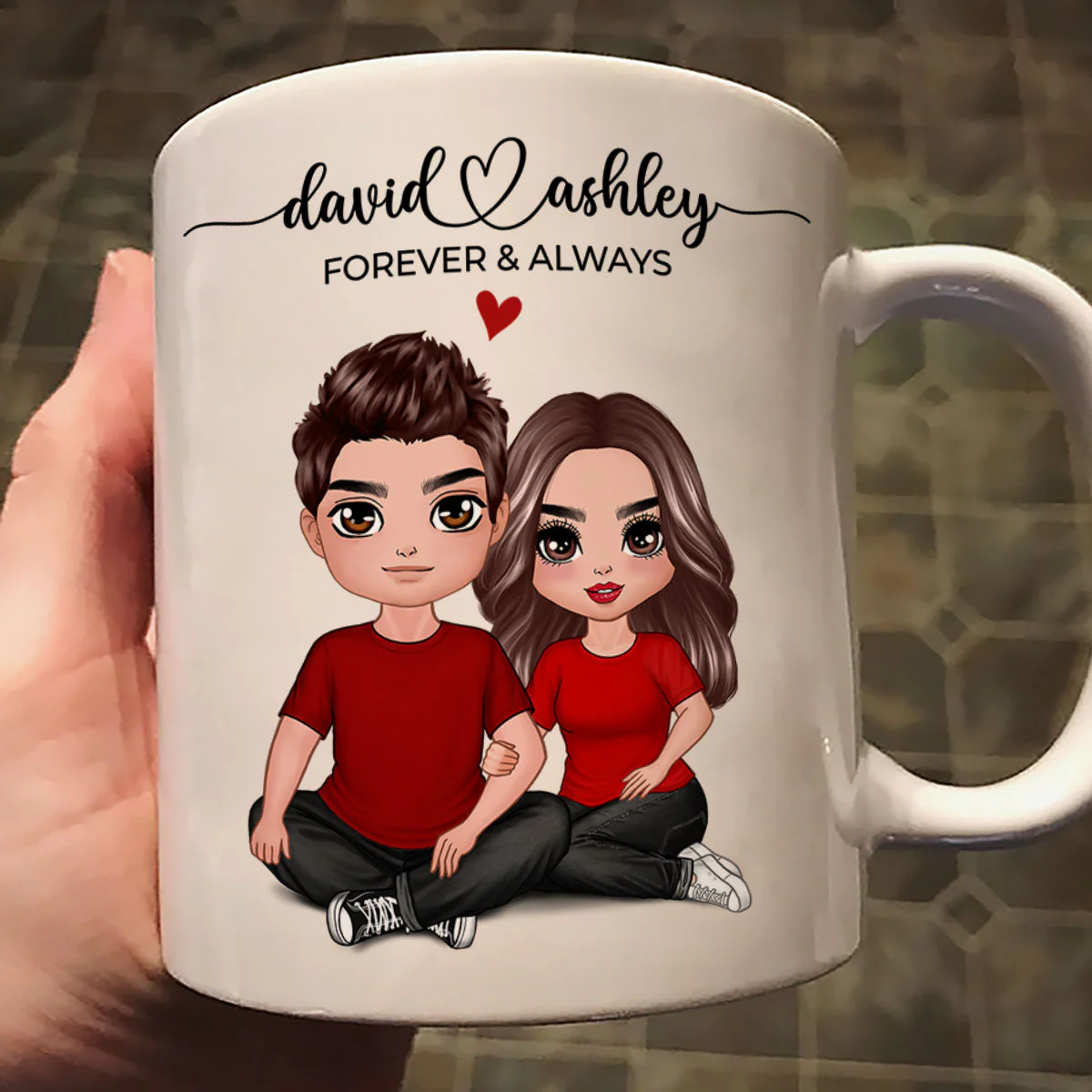 Embracing Couple Heart Names Personalized Mug - Image 2