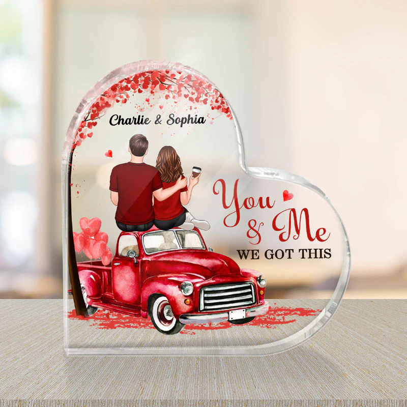 Embracing Couple On Truck Personalized Heart Plaque