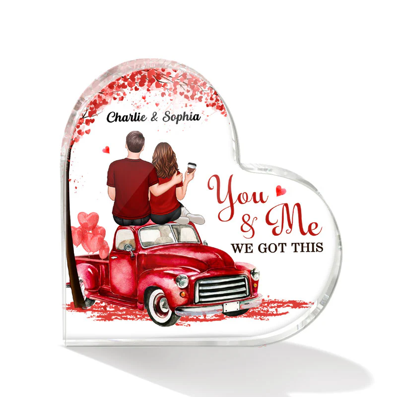 Embracing Couple On Truck Personalized Heart Plaque - Image 2