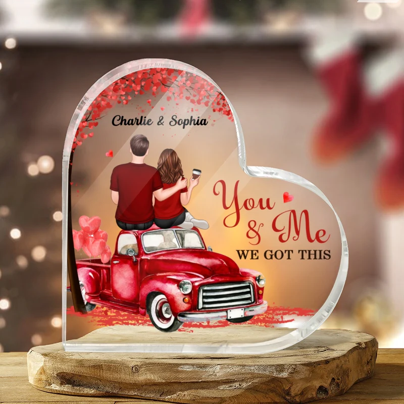 Embracing Couple On Truck Personalized Heart Plaque - Image 3