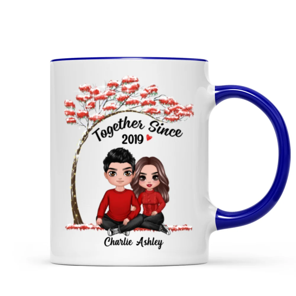Embracing Couple Under Red Tree Gift For Him For Her Personalized Mug - Image 6