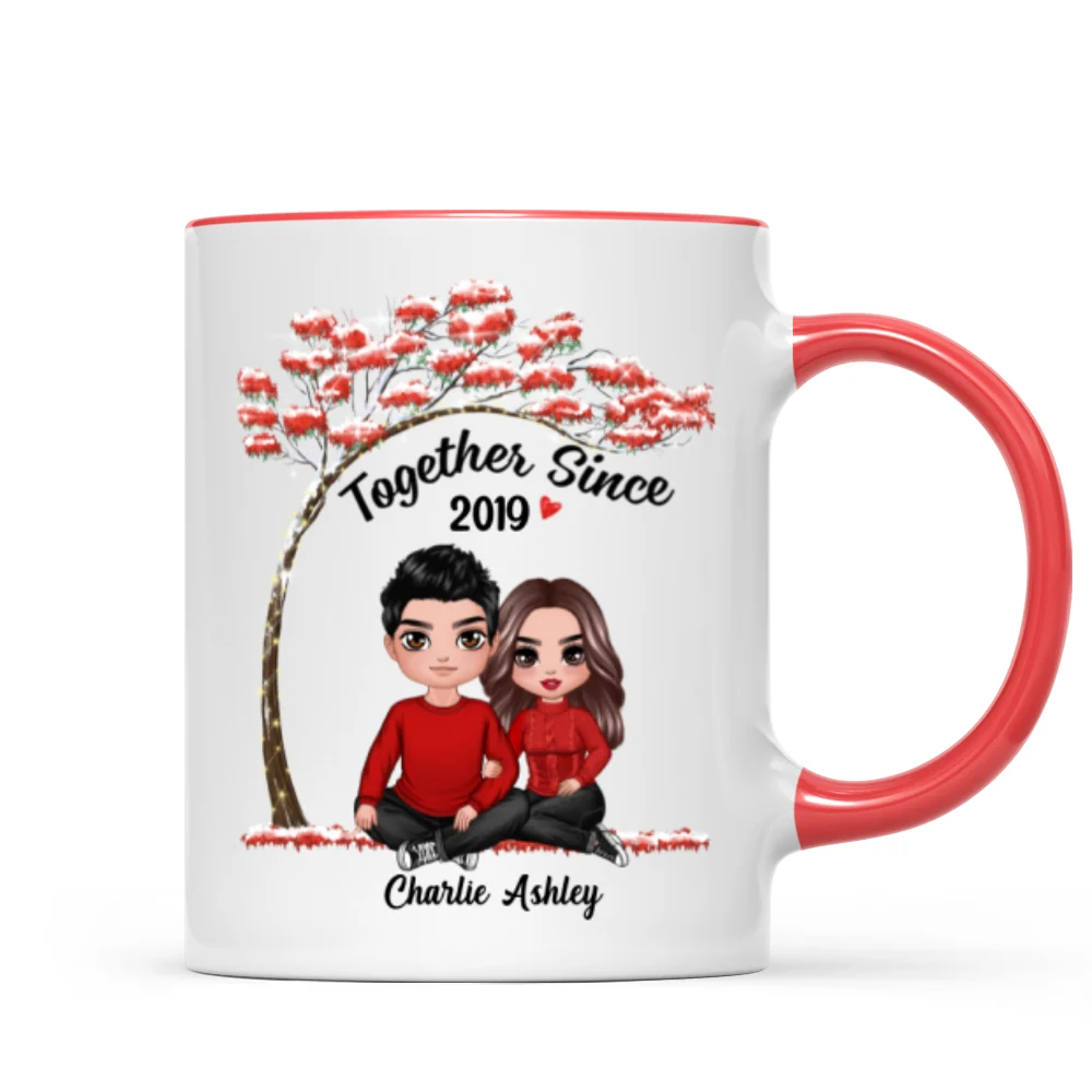 Embracing Couple Under Red Tree Gift For Him For Her Personalized Mug - Image 7