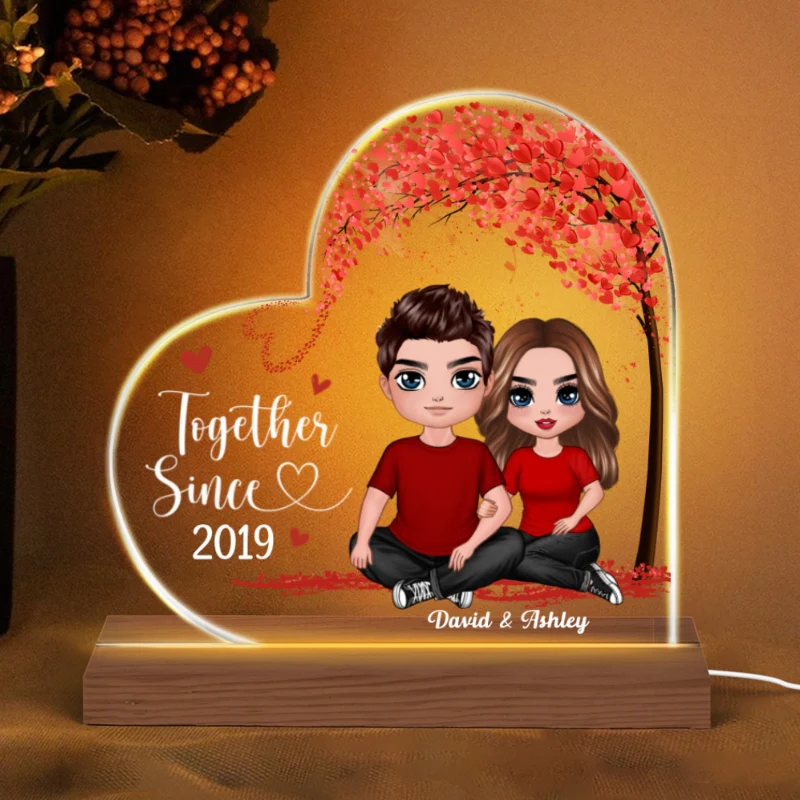 Embracing Doll Couple Under Tree Personalized Custom Shape LED Night Light - Image 5