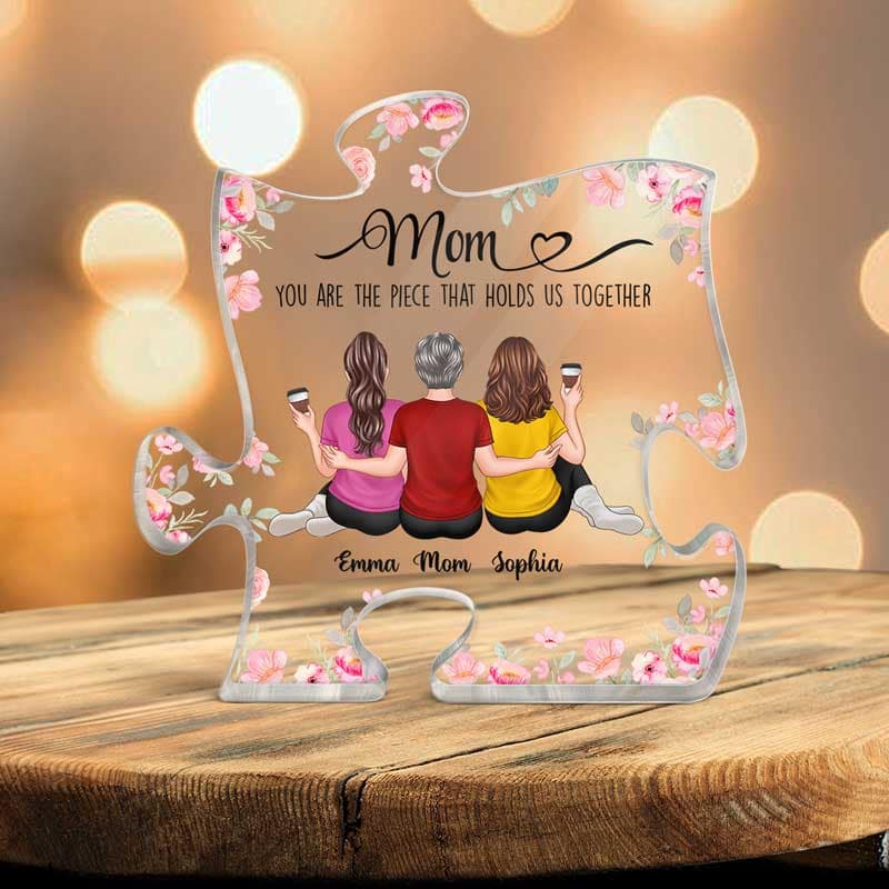 Embracing Mom Daughters You Are The Piece Personalized Puzzle Acrylic Plaque - Image 2