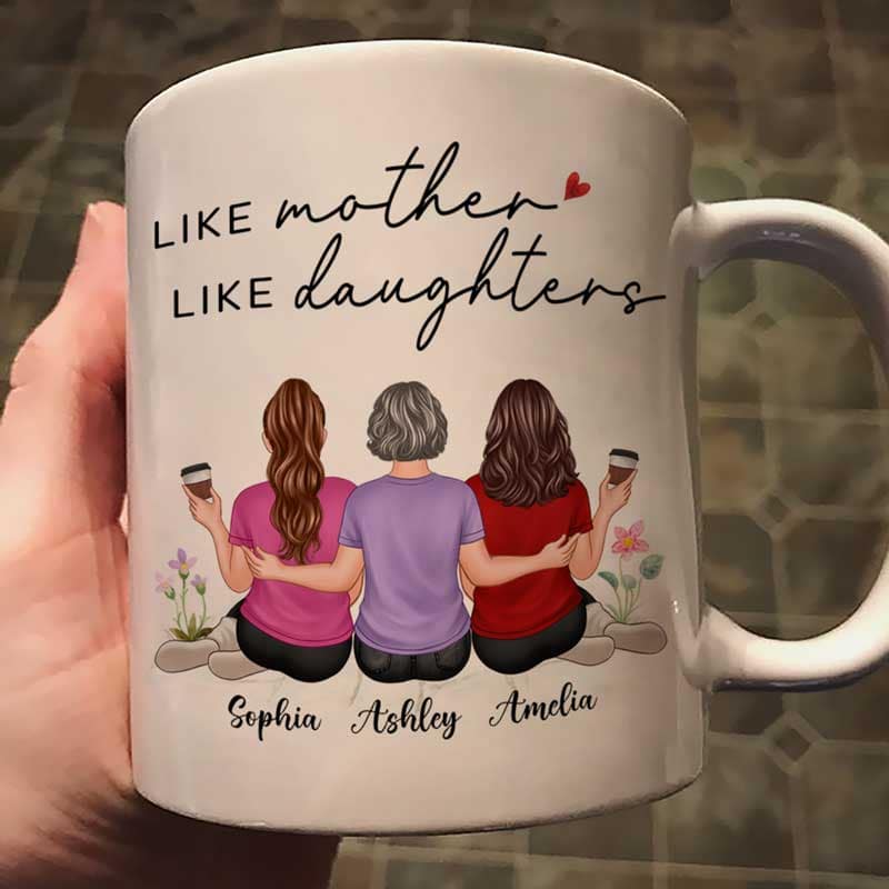 Embracing Mother Daughter Back View Personalized Mug - Image 2