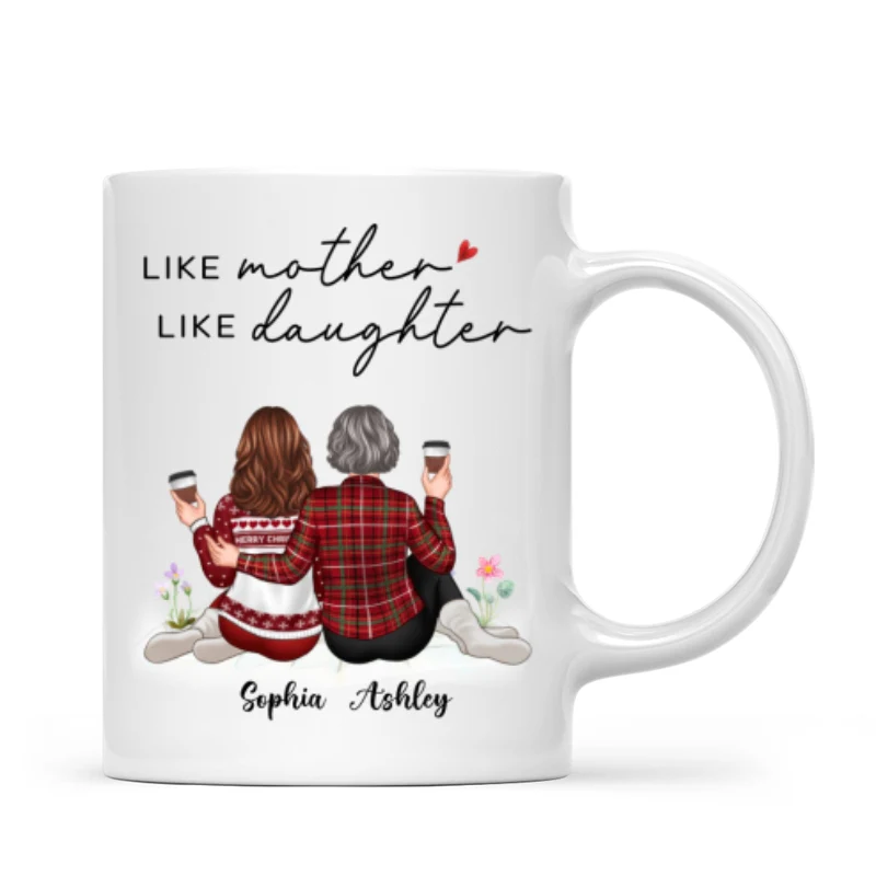 Embracing Mother Daughter Back View Personalized Mug - Image 4
