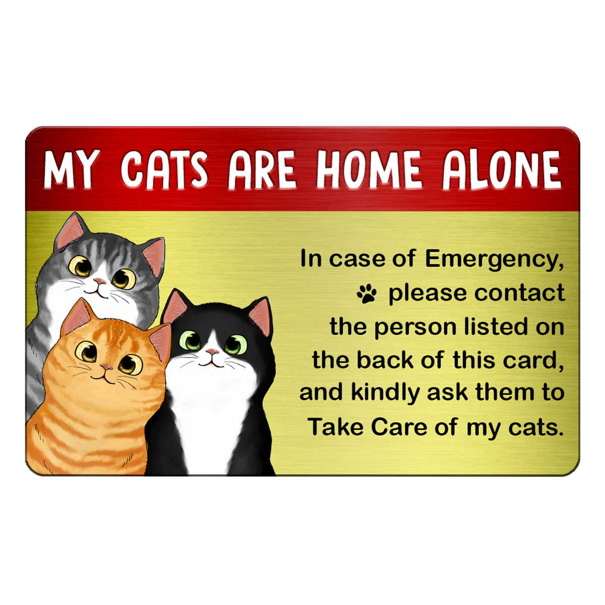 Emergency Card My Cat Is Home Alone Personalized Metal Wallet Card - Image 3