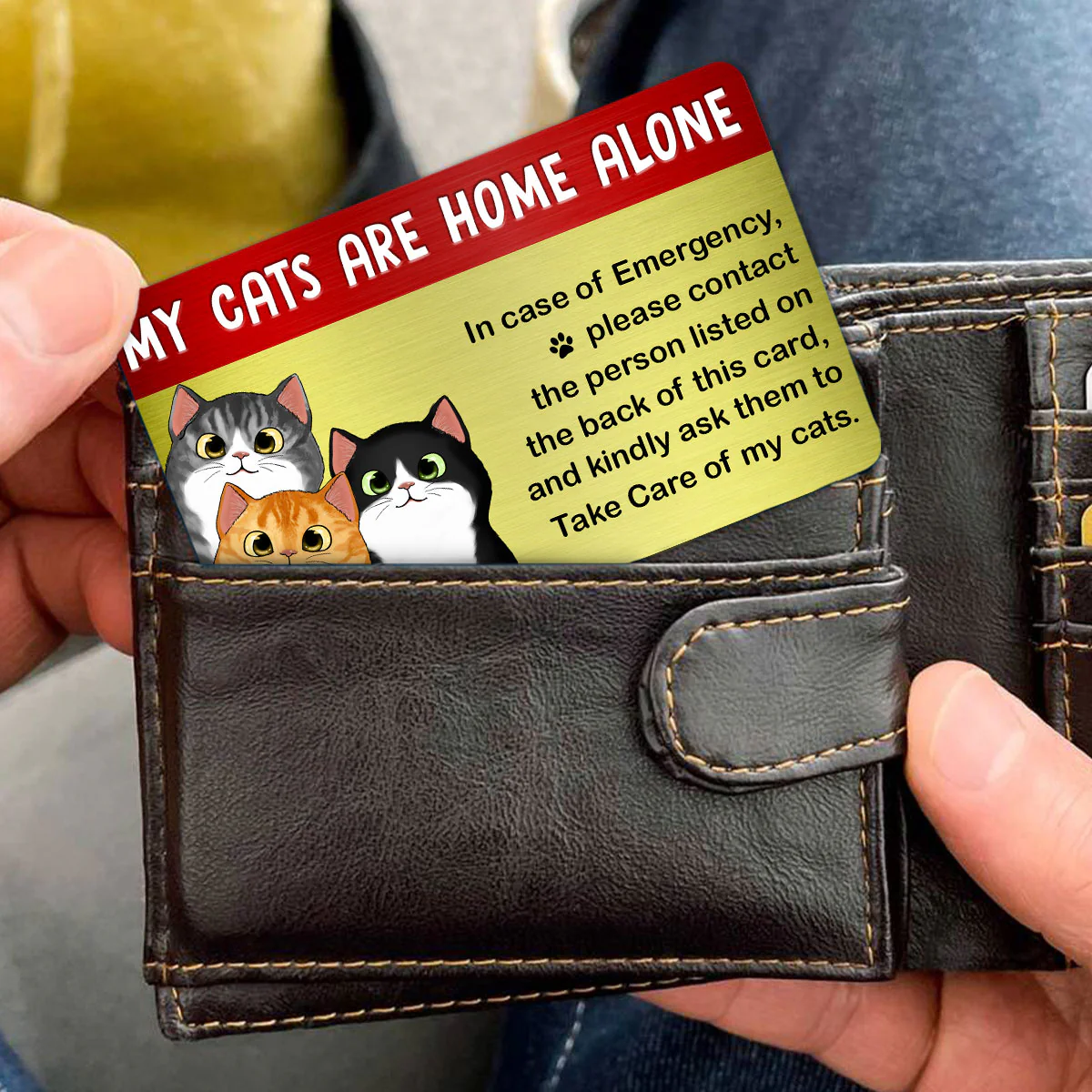 Emergency Card My Cat Is Home Alone Personalized Metal Wallet Card - Image 6