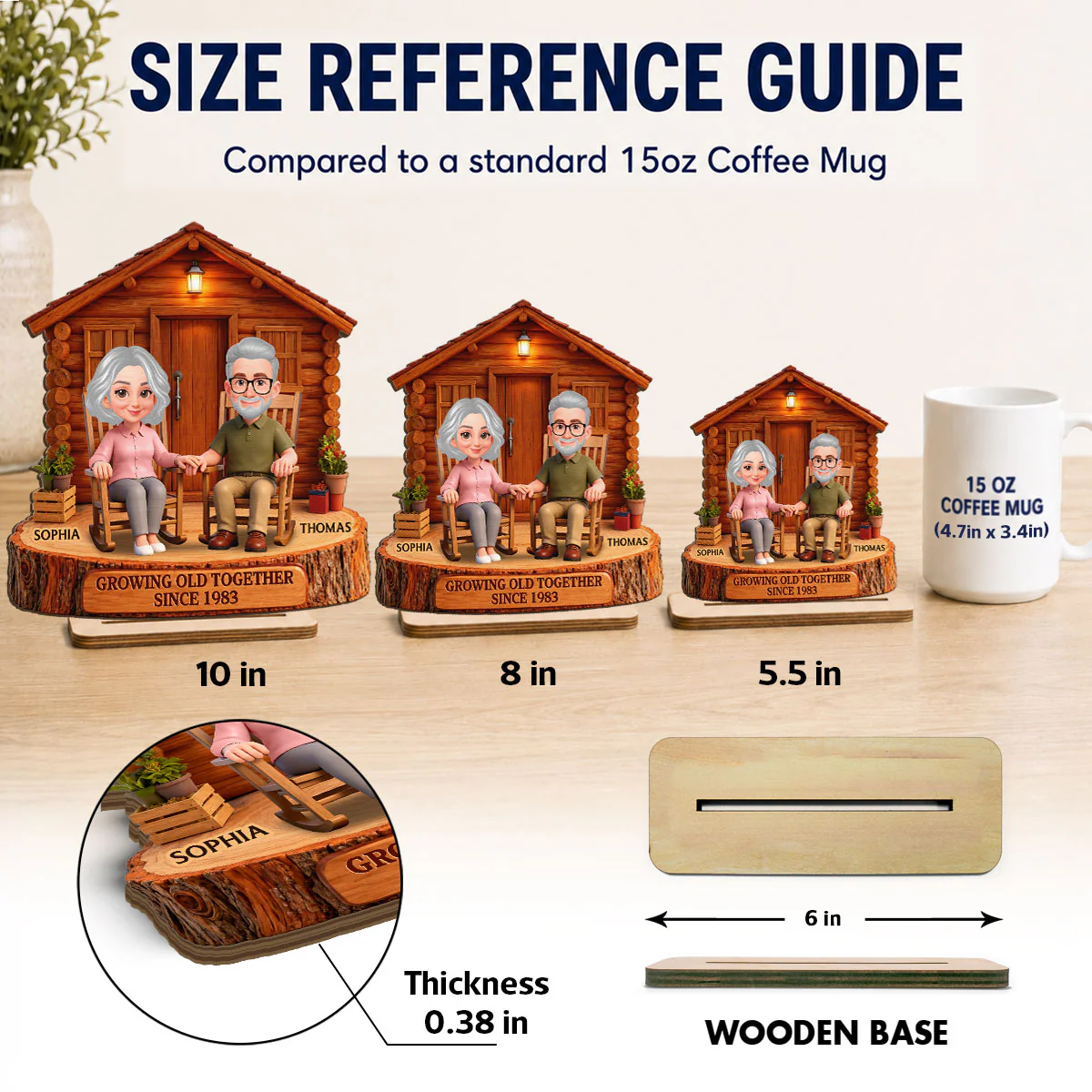 Endless Love Couple Growing Old Together Cabin Wood House - Personalized 2-Layered Wooden Plaque - Anniversary Gift For Couple - Image 4