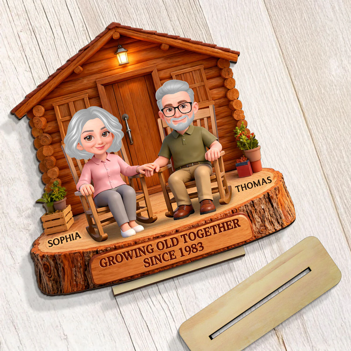 Endless Love Couple Growing Old Together Cabin Wood House - Personalized 2-Layered Wooden Plaque - Anniversary Gift For Couple - Image 5