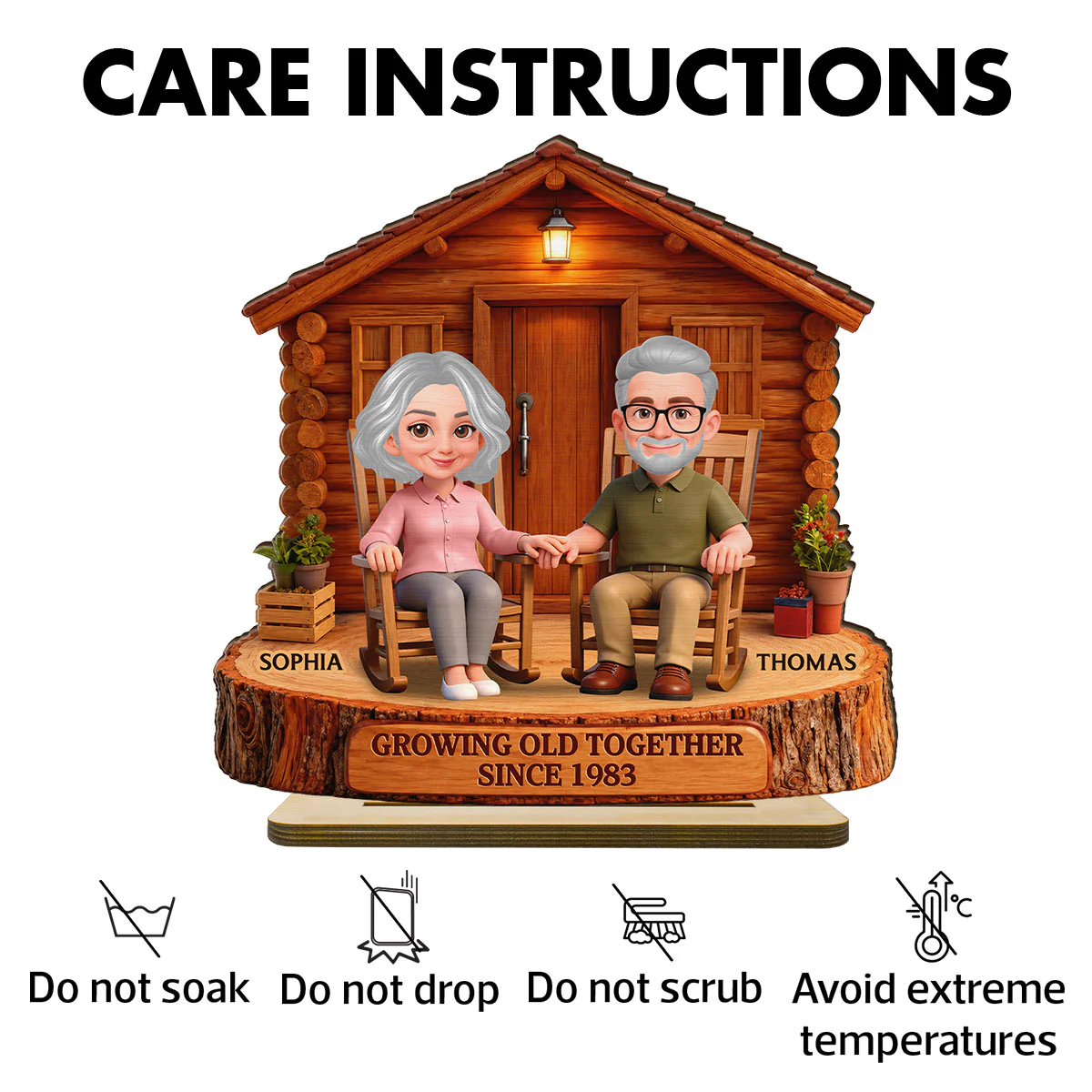 Endless Love Couple Growing Old Together Cabin Wood House - Personalized 2-Layered Wooden Plaque - Anniversary Gift For Couple - Image 7