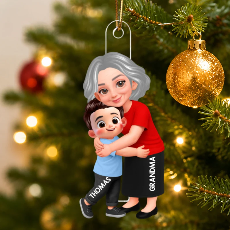 Endless Love Grandma Hugging Grandkid - Personalized Acrylic Ornament - Christmas Gift For Grandkids, Grandma - Image 10