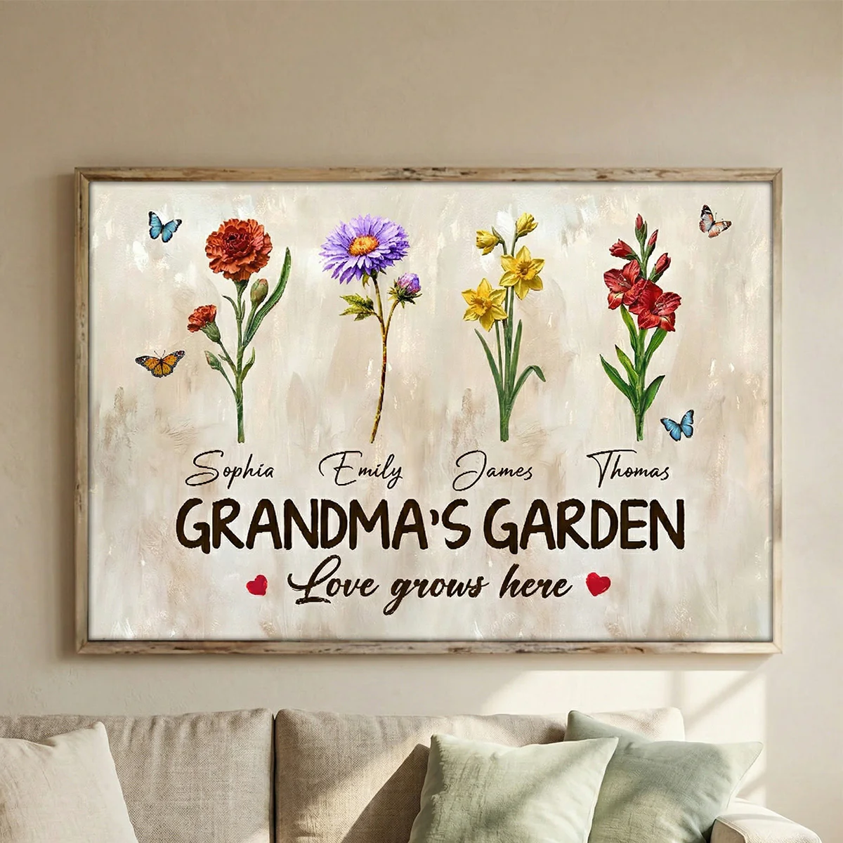 Endless Love Grandma's Garden Birth Month Flowers - Personalized Poster - Mother's Day Gift For Grandma, Mom