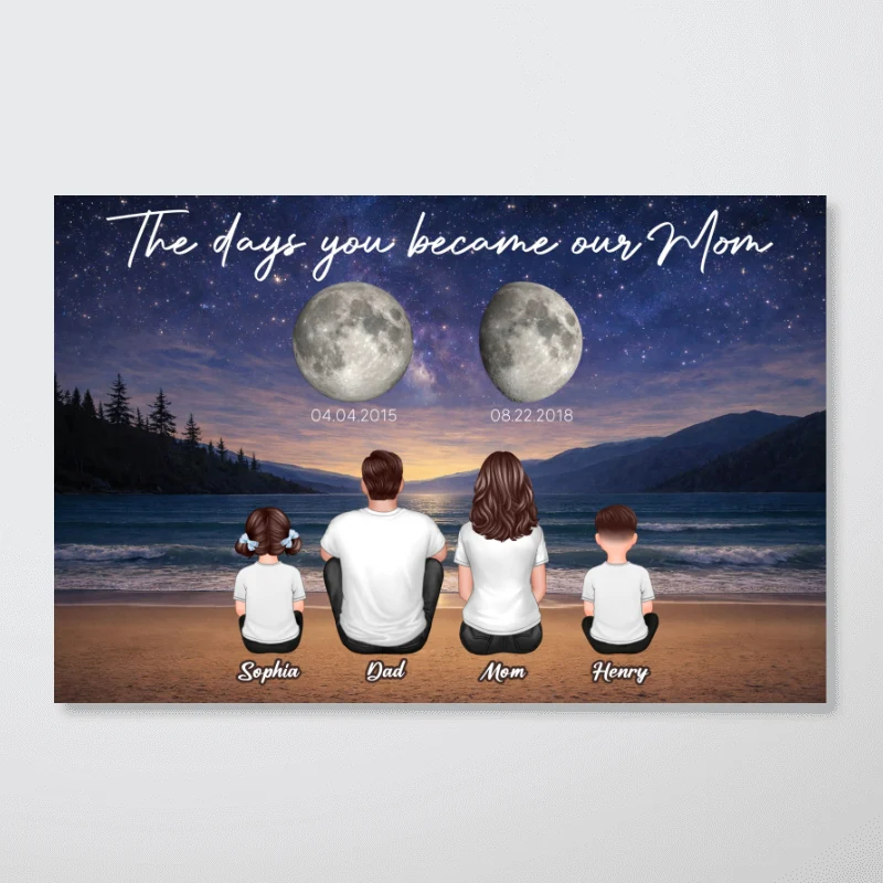 Endless Love The Day You Become Mom Grandma Custom Birth Moon Phase - Personalized Poster - Mother's Day Gift For Mom, Grandma - Image 13