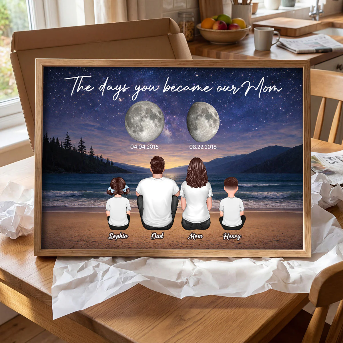 Endless Love The Day You Become Mom Grandma Custom Birth Moon Phase - Personalized Poster - Mother's Day Gift For Mom, Grandma - Image 3