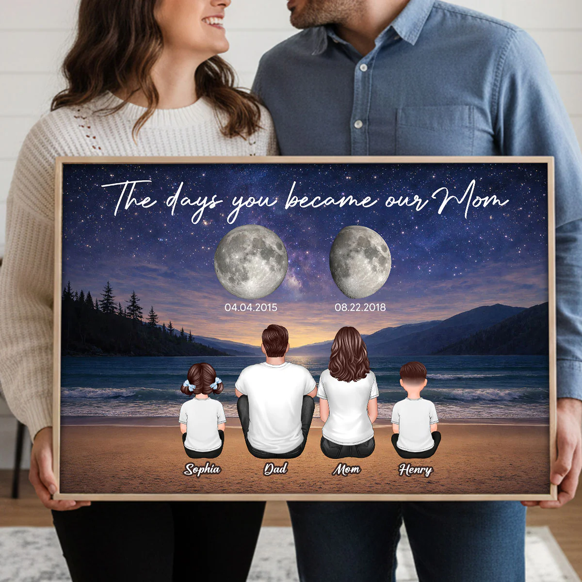 Endless Love The Day You Become Mom Grandma Custom Birth Moon Phase - Personalized Poster - Mother's Day Gift For Mom, Grandma - Image 6