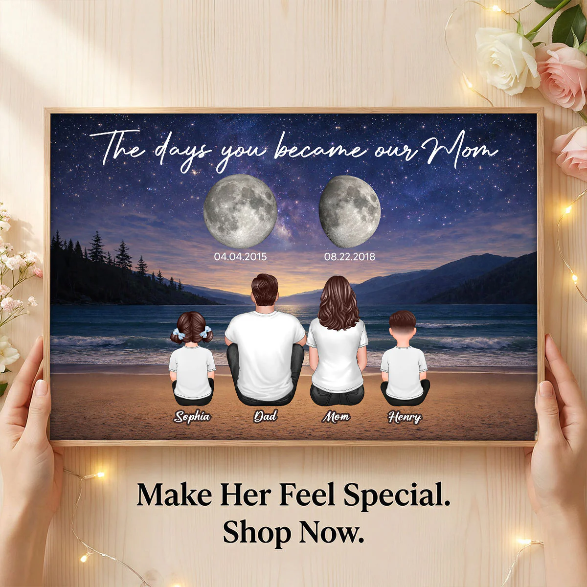 Endless Love The Day You Become Mom Grandma Custom Birth Moon Phase - Personalized Poster - Mother's Day Gift For Mom, Grandma - Image 8