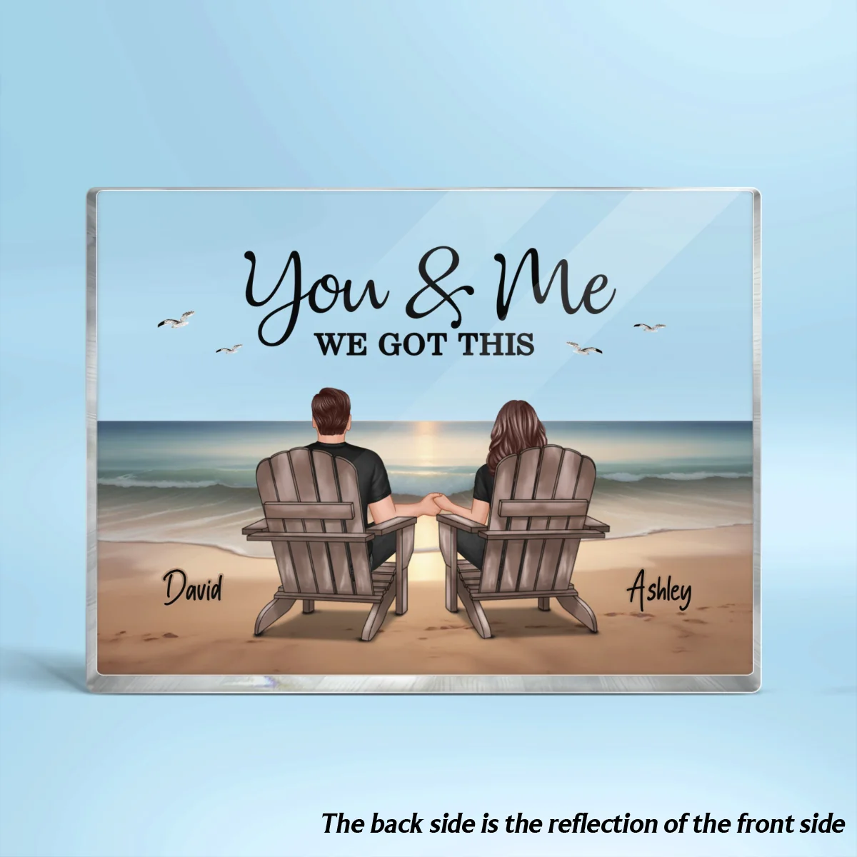 Eternal Beach Landscape Couple Sitting Personalized Rectangle Acrylic Block Plaque, Heartfelt Gift For Couple, For Him, For Her, Boyfriend, Girlfriend, Husband, Wife - Image 6