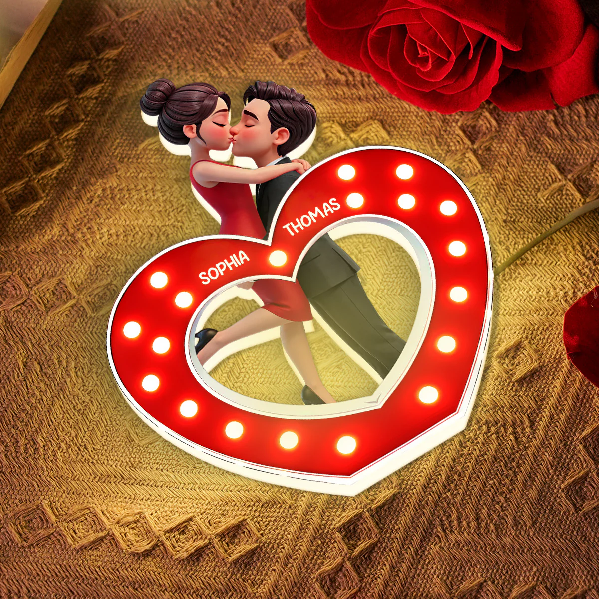 Eternal Heart LOVE Couple Hugging Kissing - Personalized Light Box - Valentine's Day Gift For Couple, For Him, For Her - Image 6