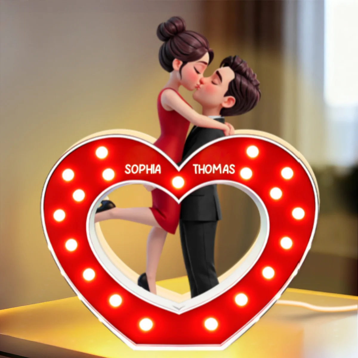 Eternal Heart LOVE Couple Hugging Kissing - Personalized Light Box - Valentine's Day Gift For Couple, For Him, For Her - Image 8