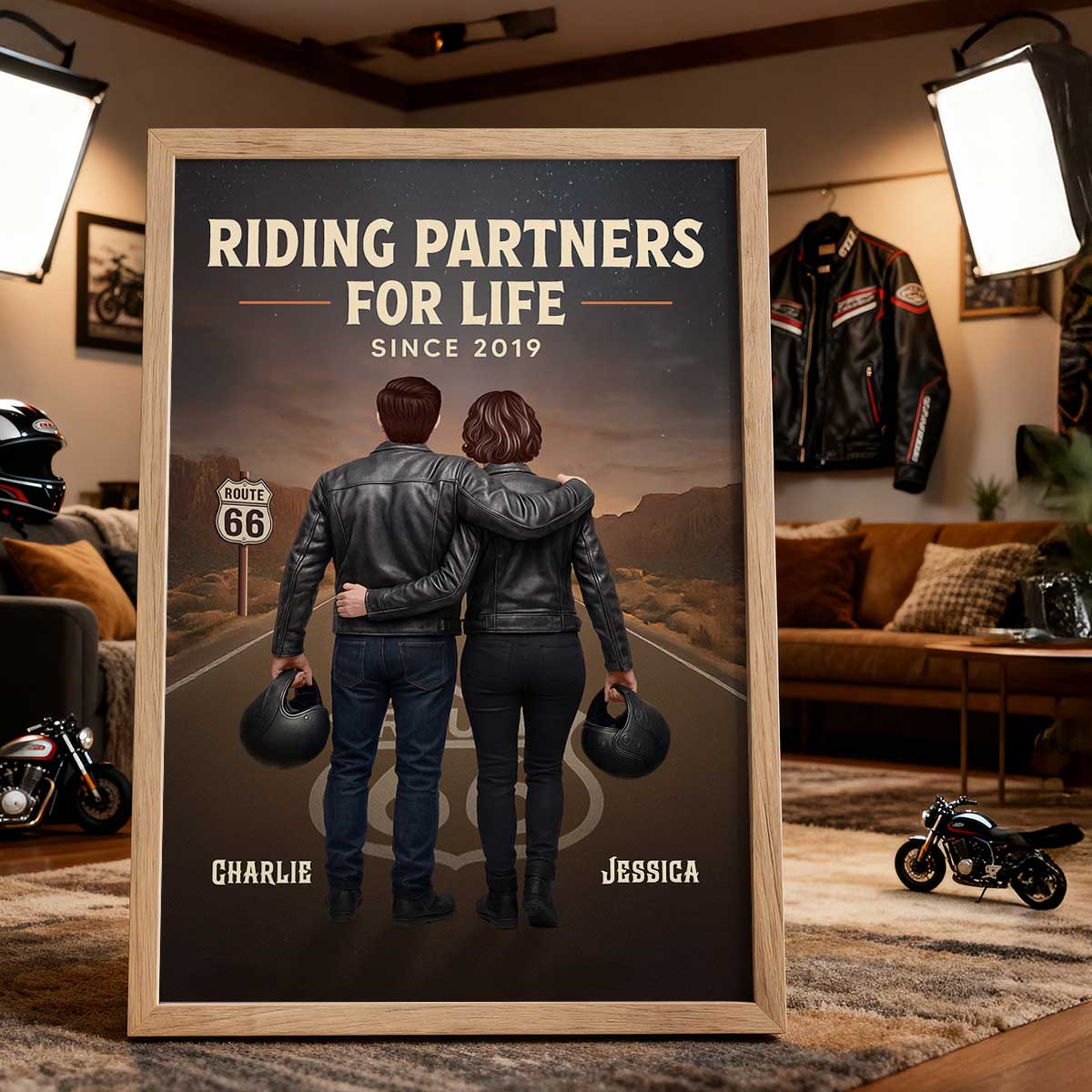 Eternal Love Back View Biker Couple Riding Partners For Life - Personalized Poster - Unique Valentine's Gift, Anniversary Gift For Couple, Bikers, Gift For Him, For Her