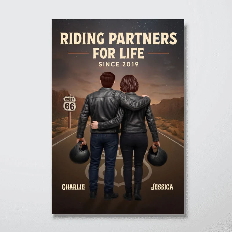 Eternal Love Back View Biker Couple Riding Partners For Life - Personalized Poster - Unique Valentine's Gift, Anniversary Gift For Couple, Bikers, Gift For Him, For Her - Image 11
