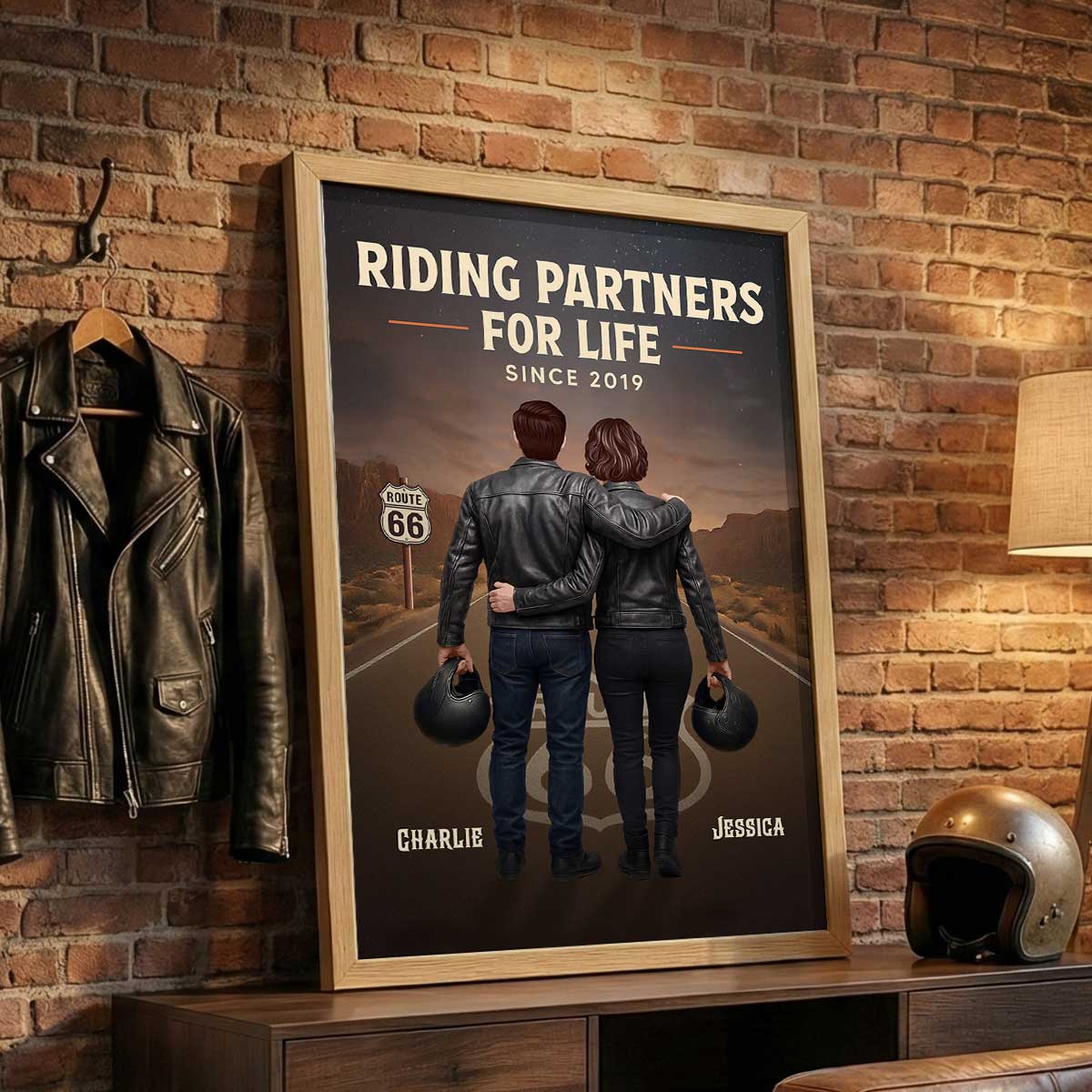 Eternal Love Back View Biker Couple Riding Partners For Life - Personalized Poster - Unique Valentine's Gift, Anniversary Gift For Couple, Bikers, Gift For Him, For Her - Image 2