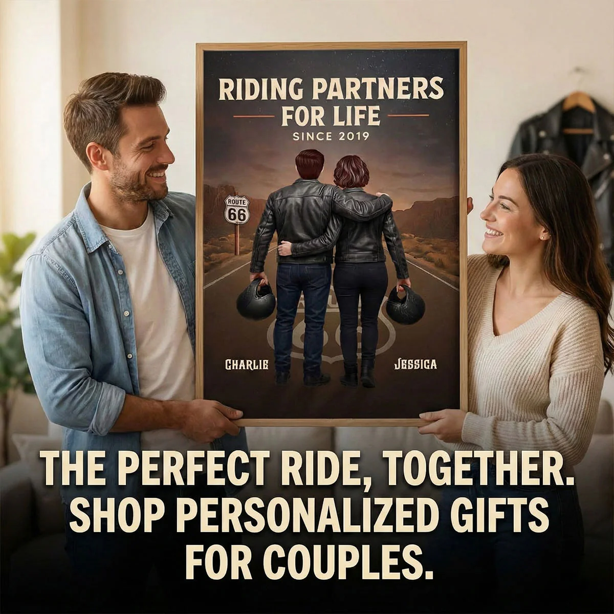 Eternal Love Back View Biker Couple Riding Partners For Life - Personalized Poster - Unique Valentine's Gift, Anniversary Gift For Couple, Bikers, Gift For Him, For Her - Image 6