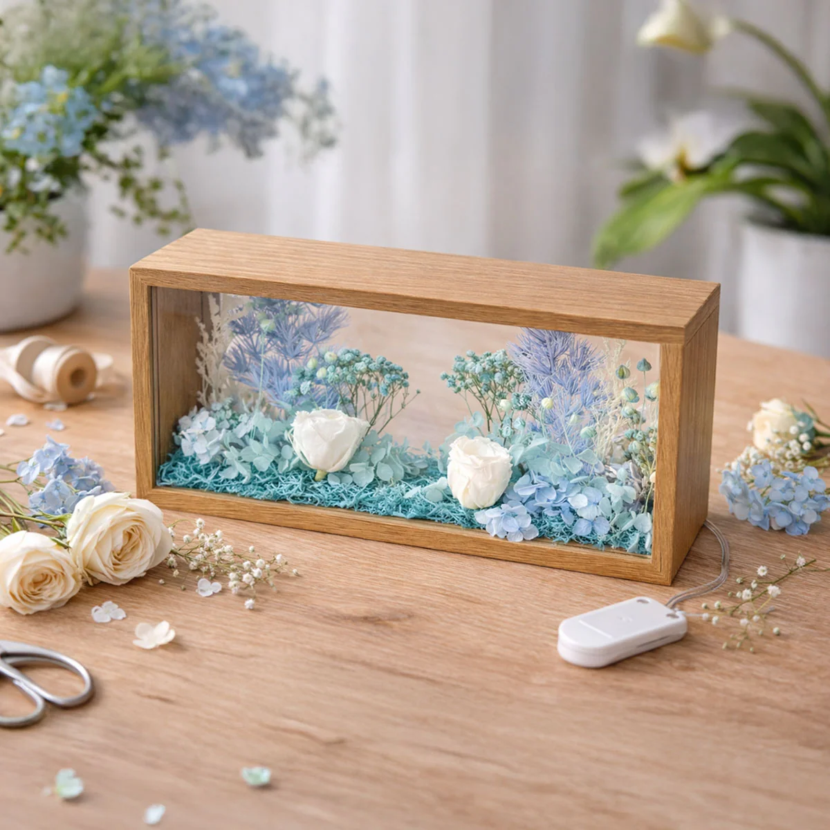 Eternal Love Back View Couple Sitting - Personalized DIY Flower Shadow Box LED Night Light - Gift For Couple, For Him, For Her - Image 15