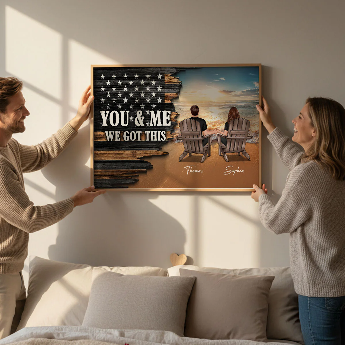 Eternal Love Beach Landscape You & Me We Got This Couple Half Nation Flag - Personalized Poster - Valentine's Day Gift For Couple - Image 2