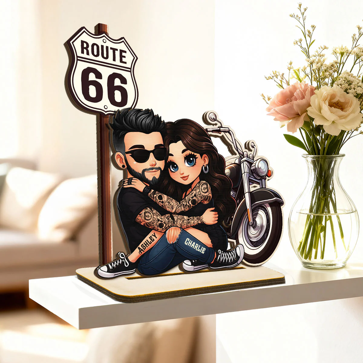 Eternal Love Biker Couple Riding Partners For Life - Personalized 2-Layer Wooden Plaque - Gift For Couple, Bikers, Gift For Him, For Her - Image 2