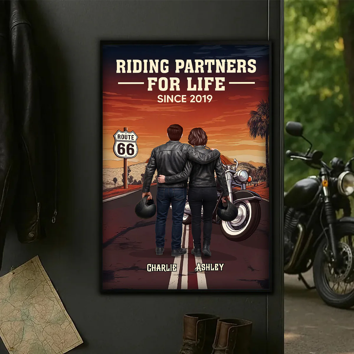 Eternal Love Biker Couple Riding Partners For Life - Personalized Poster - Heartfelt Valentine's Day Gift, Anniversary Gift For Couple, Bikers, Gift For Him, For Her - Image 3