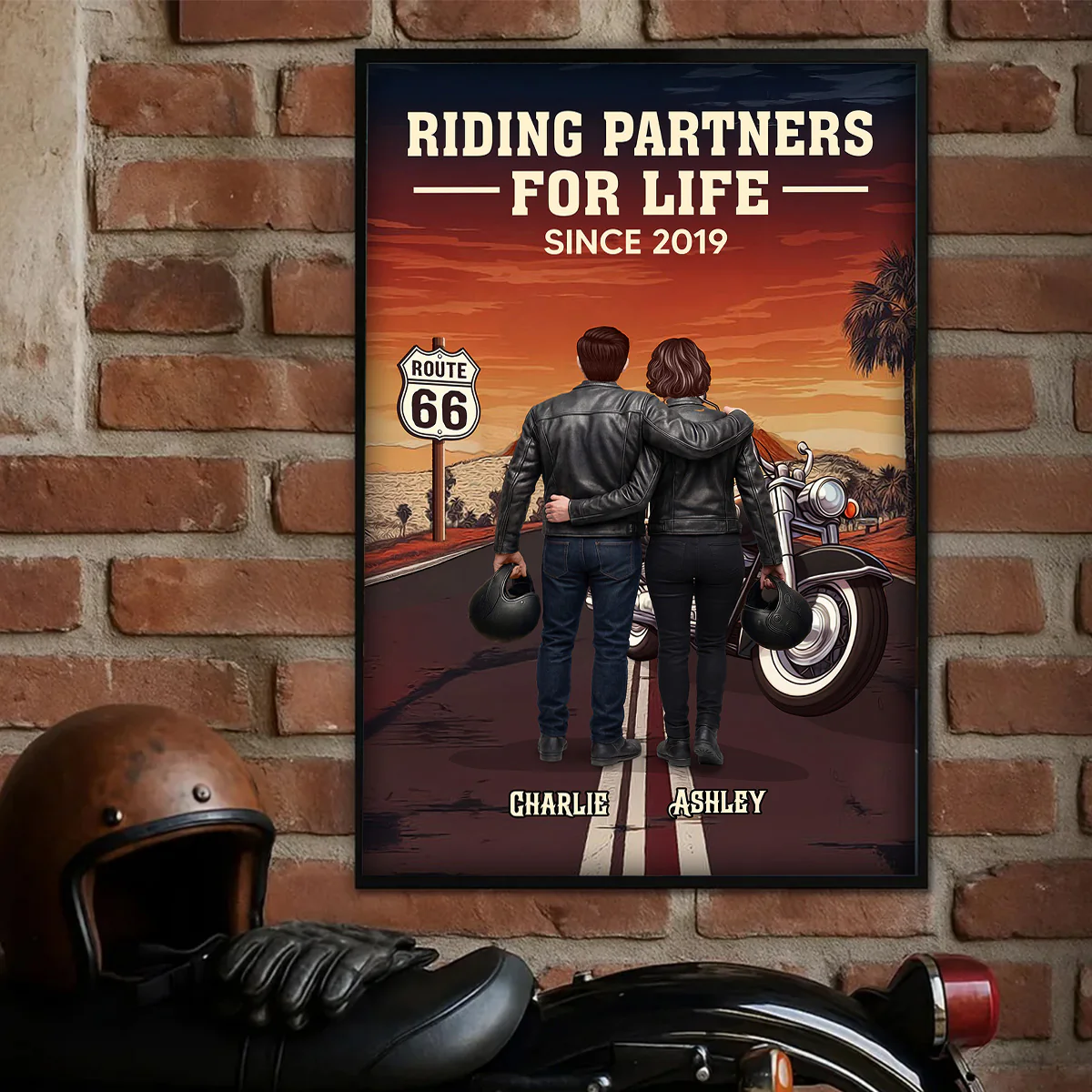 Eternal Love Biker Couple Riding Partners For Life - Personalized Poster - Heartfelt Valentine's Day Gift, Anniversary Gift For Couple, Bikers, Gift For Him, For Her - Image 4
