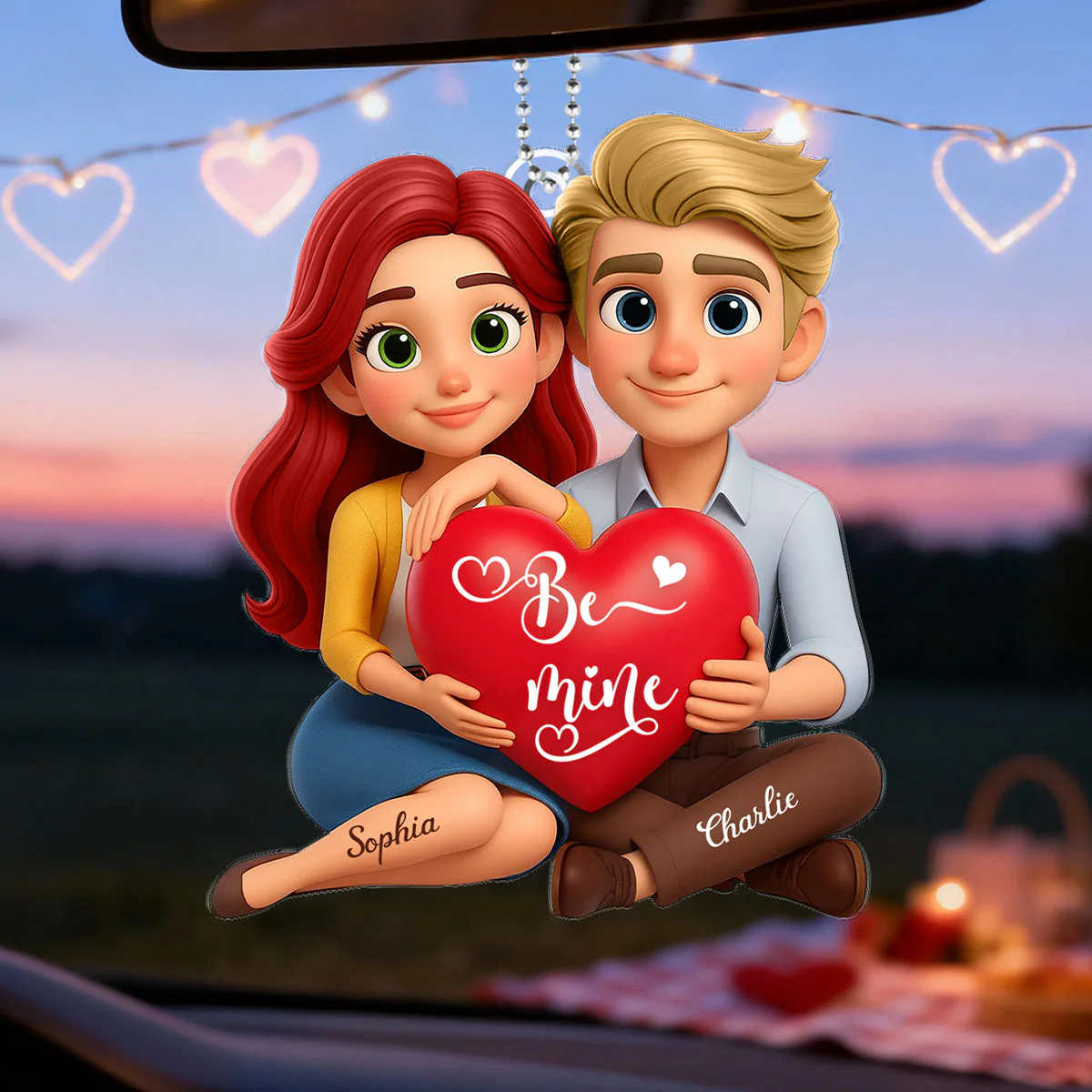 Eternal Love Cartoon Couple Sitting - Personalized Acrylic Ornament - Sentimental Gift for him, for her - Image 2