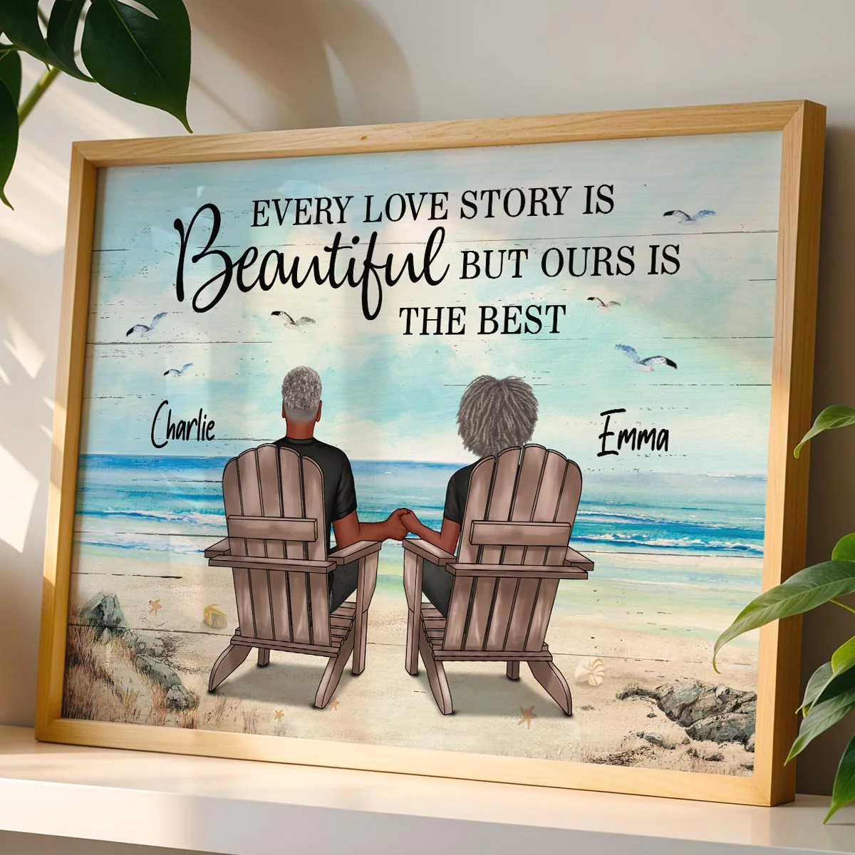 Eternal Love Couple Beach Landscape Retro Vintage Personalized Poster, Heartfelt Anniversary Gift, Wedding Gift, Birthday Gift For Couple, For Him, For Her - Image 5