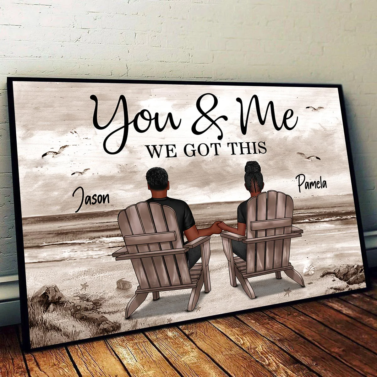 Eternal Love Couple Beach Landscape Retro Vintage Personalized Poster, Heartfelt Anniversary Gift, Wedding Gift, Birthday Gift For Couple, For Him, For Her - Image 6