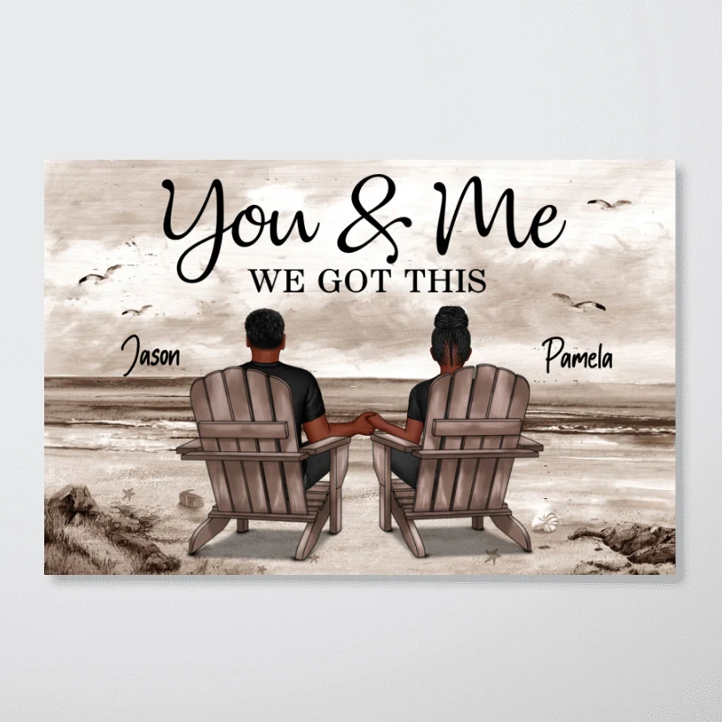 Eternal Love Couple Beach Landscape Retro Vintage Personalized Poster, Heartfelt Anniversary Gift, Wedding Gift, Birthday Gift For Couple, For Him, For Her - Image 9