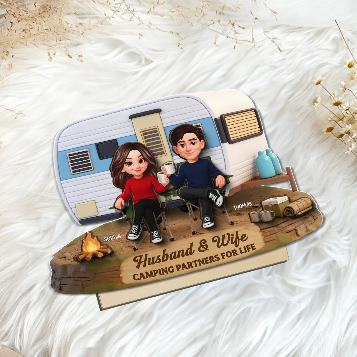 Eternal Love Couple Camping Partners For Life - Personalized 2-Layered Wooden Plaque - Valentine's Day Gift For Couple, For Campers - Image 3