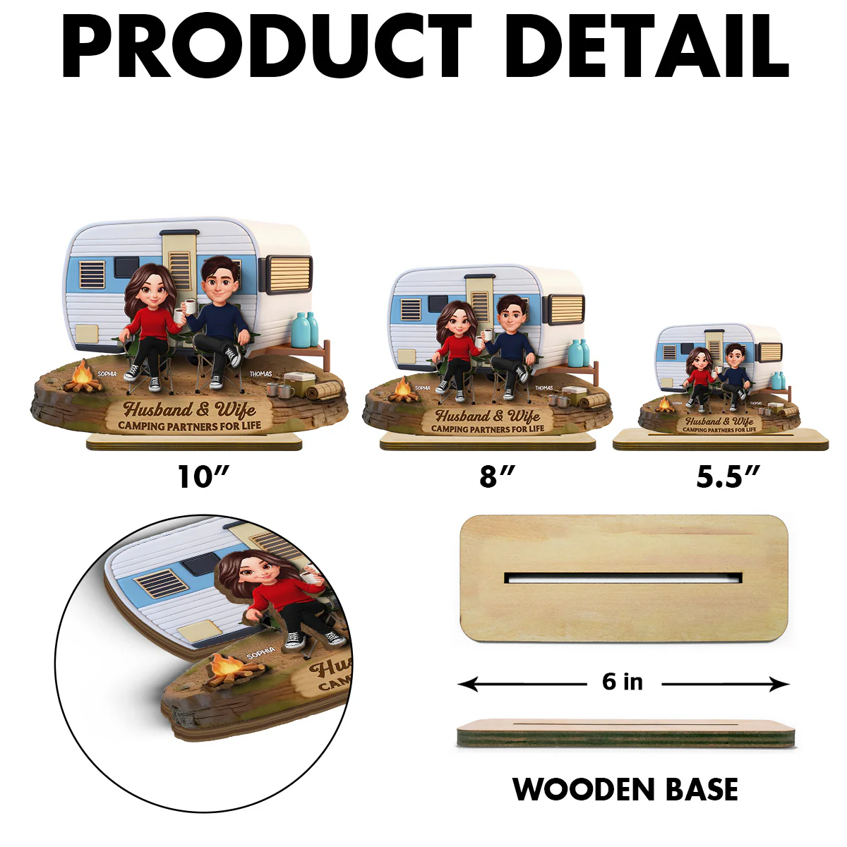 Eternal Love Couple Camping Partners For Life - Personalized 2-Layered Wooden Plaque - Valentine's Day Gift For Couple, For Campers - Image 4