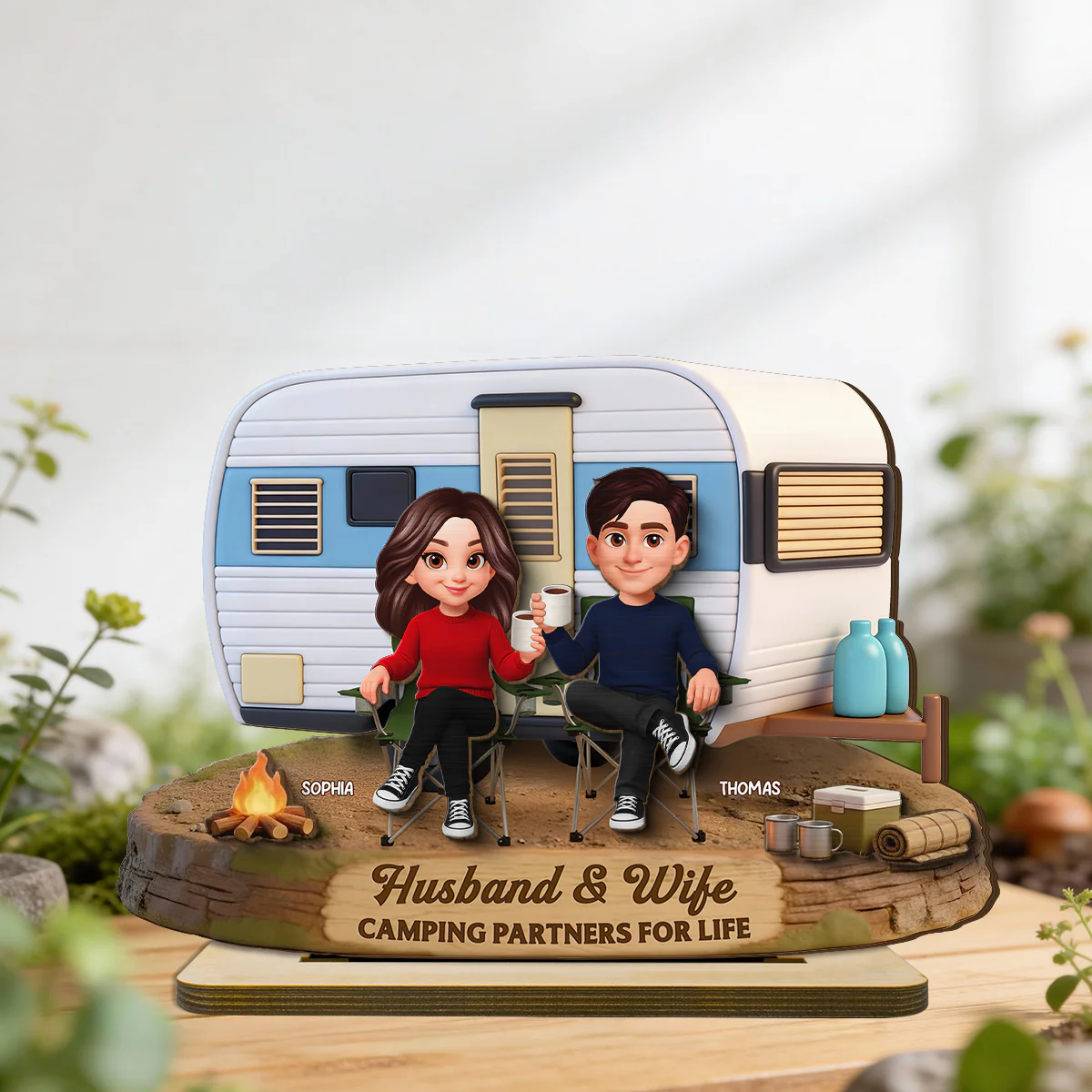 Eternal Love Couple Camping Partners For Life - Personalized 2-Layered Wooden Plaque - Valentine's Day Gift For Couple, For Campers - Image 6