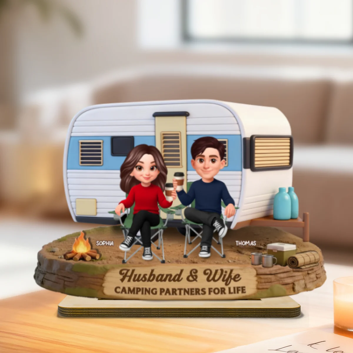 Eternal Love Couple Camping Partners For Life - Personalized 2-Layered Wooden Plaque - Valentine's Day Gift For Couple, For Campers - Image 9