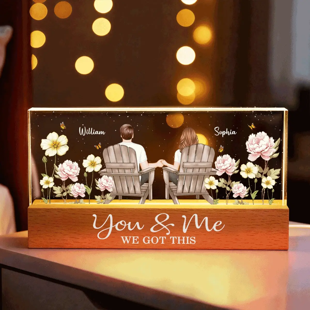 Eternal Love Couple Custom Birth Month Flower - Personalized Acrylic Block LED Night Light - Heartfelt Gift For Couple, For Him, For Her, Boyfriend, Girlfriend, Husband, Wife - Image 5