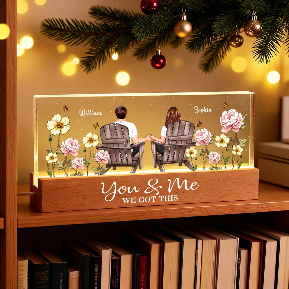 Eternal Love Couple Custom Birth Month Flower - Personalized Acrylic Block LED Night Light - Heartfelt Gift For Couple, For Him, For Her, Boyfriend, Girlfriend, Husband, Wife - Image 6