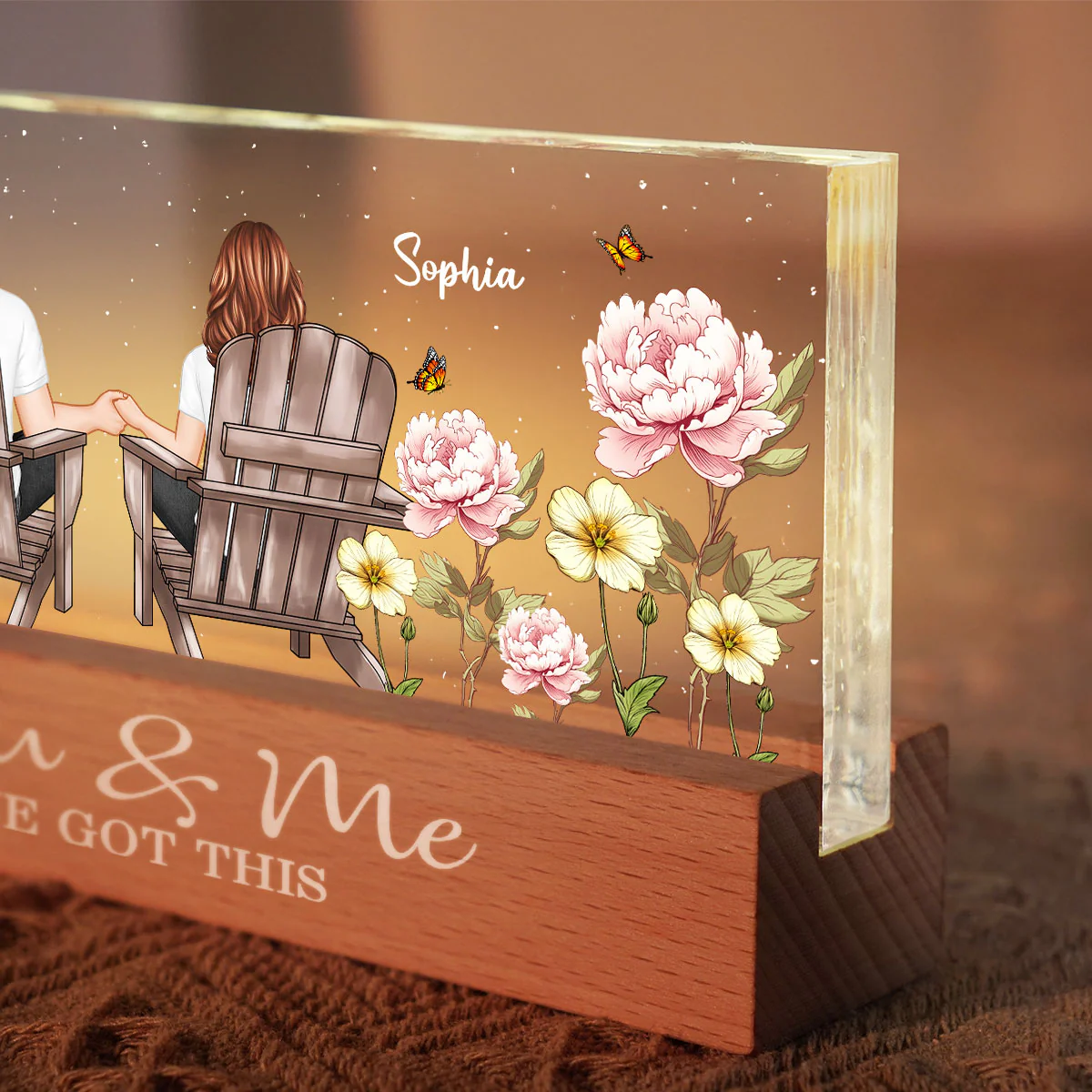 Eternal Love Couple Custom Birth Month Flower - Personalized Acrylic Block LED Night Light - Heartfelt Gift For Couple, For Him, For Her, Boyfriend, Girlfriend, Husband, Wife - Image 9