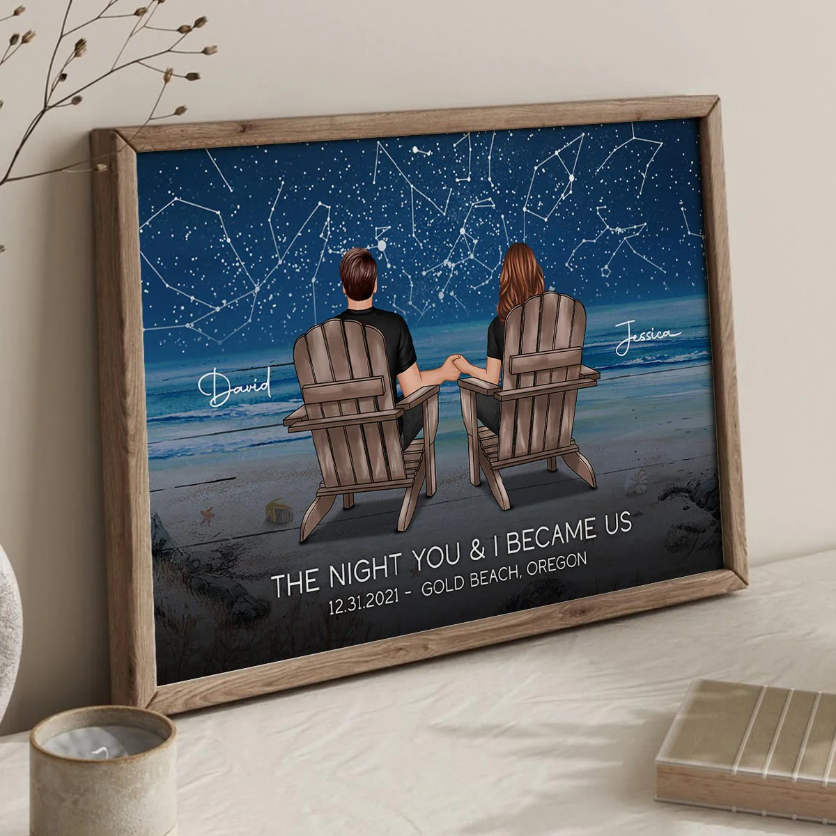 Eternal Love Couple Custom Star Map Landscape Personalized Poster, Heartfelt 2025 Anniversary Gift Wedding Gift For Couple, Husband, Wife, Dad, Mom - Image 5