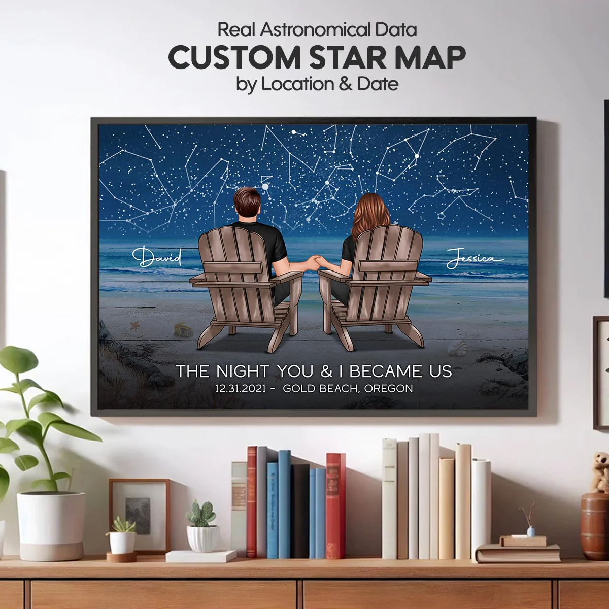 Eternal Love Couple Custom Star Map Landscape Personalized Poster, Heartfelt 2025 Anniversary Gift Wedding Gift For Couple, Husband, Wife, Dad, Mom - Image 3