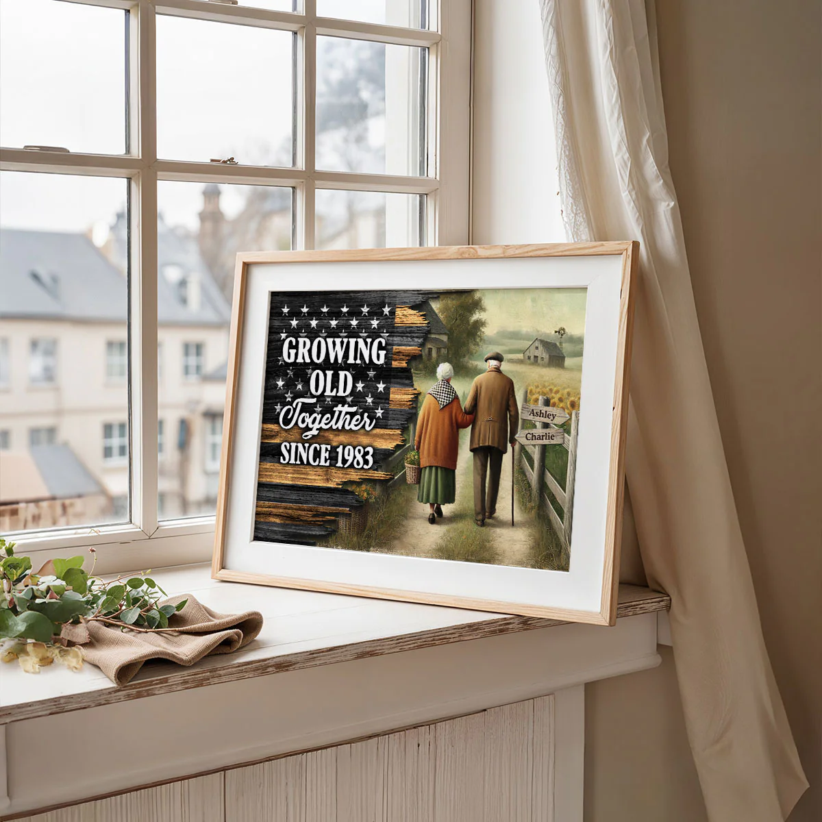 Eternal Love Couple Growing Old Together Half Nation Flag - Personalized Poster - Valentine's Day Gift For Couple - Image 4