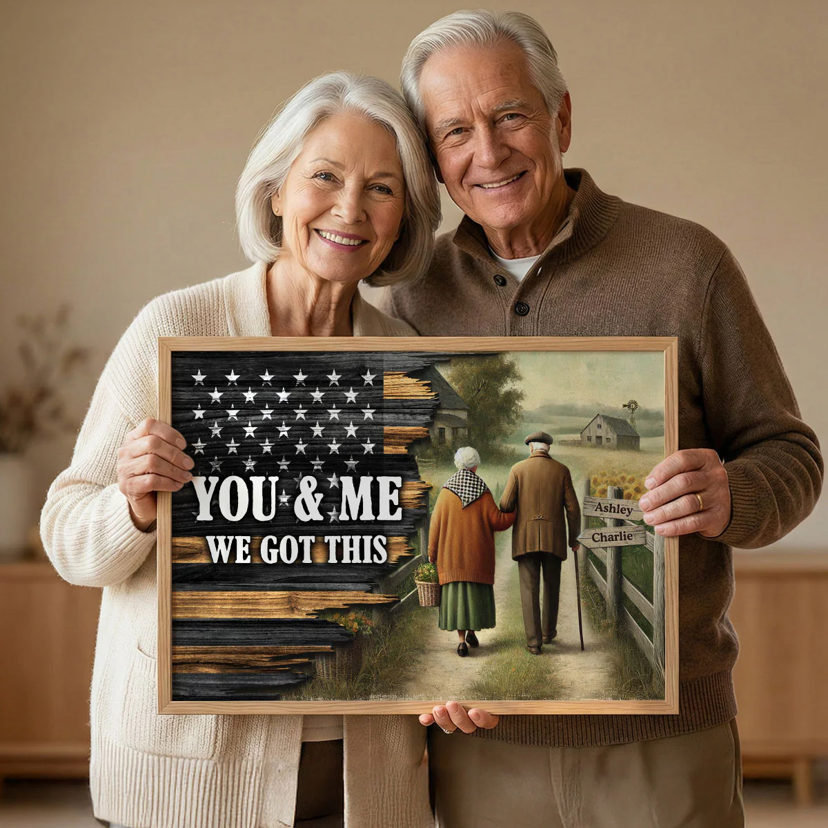 Eternal Love Couple Growing Old Together Half Nation Flag - Personalized Poster - Valentine's Day Gift For Couple - Image 7