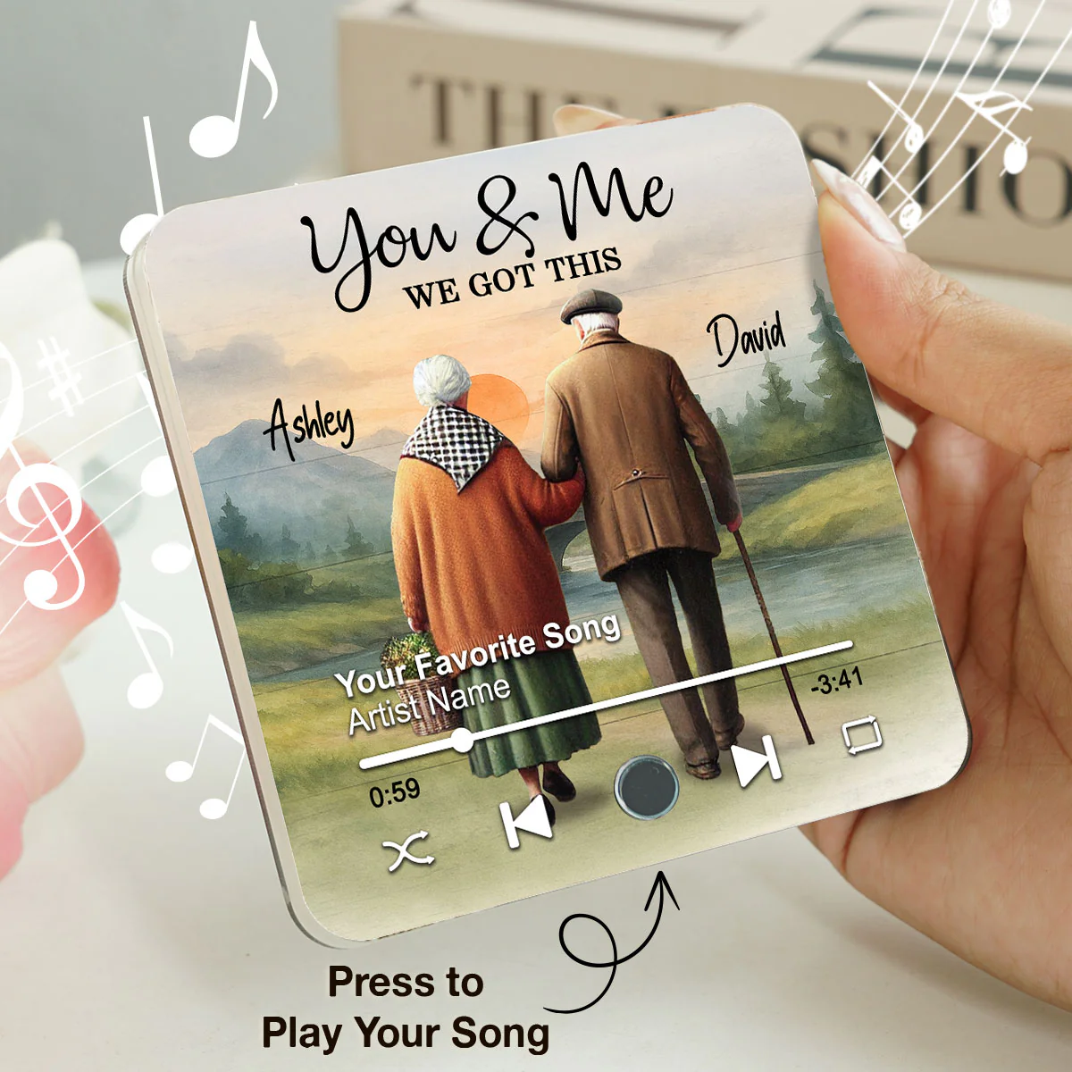 Eternal Love Couple Growing Old Together Mountain Landscape Personalized Music Fridge Magnet - Image 2