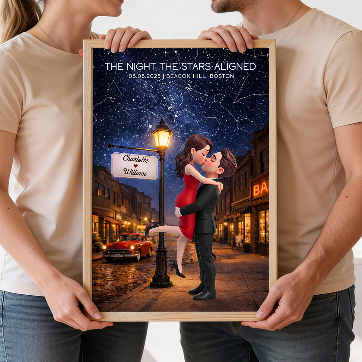 Eternal Love Couple Hugging Kissing Custom Star Map Anniversary Date - Personalized Poster - Valentine's Day Gift For Couple - Image 10